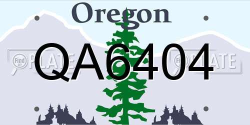 QA6404 Oregon License Plate