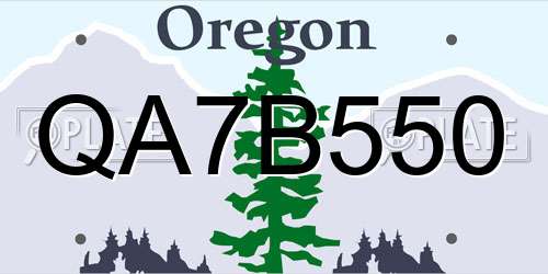 QA7B550 Oregon License Plate