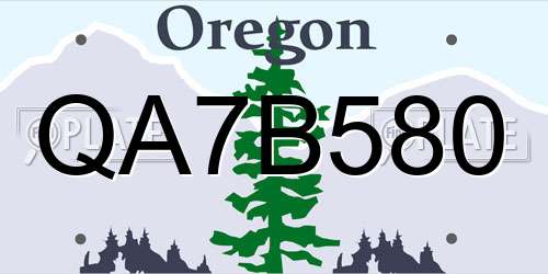 QA7B580 Oregon License Plate