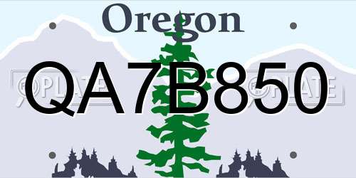 QA7B850 Oregon License Plate