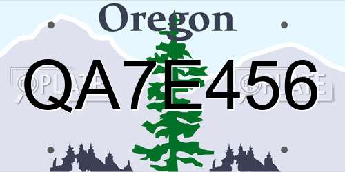 QA7E456 Oregon License Plate