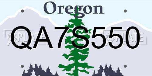 QA7S550 Oregon License Plate
