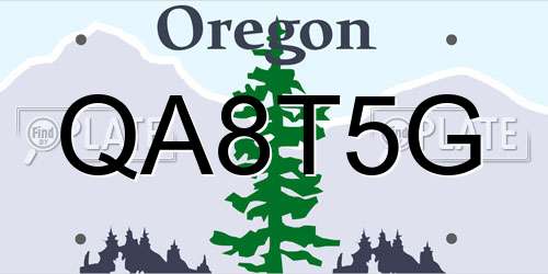 QA8T5G Oregon License Plate