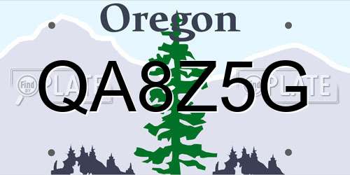 QA8Z5G Oregon License Plate