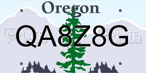 QA8Z8G Oregon License Plate