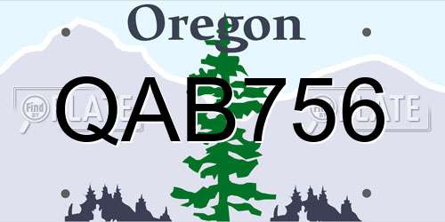 QAB756 Oregon License Plate
