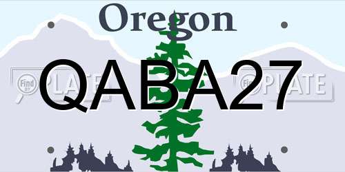 QABA27 Oregon License Plate