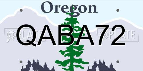 QABA72 Oregon License Plate