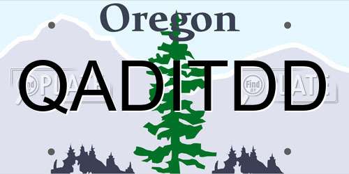 QADITDD Oregon License Plate