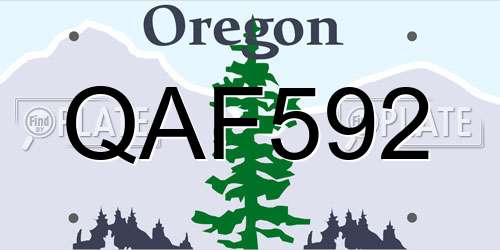 QAF592 Oregon License Plate