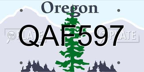 QAF597 Oregon License Plate