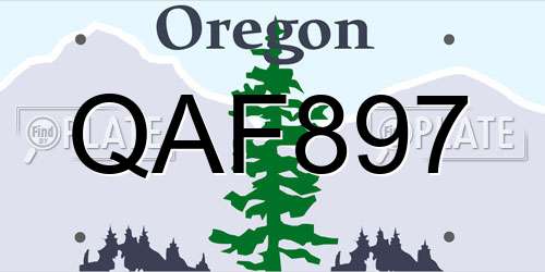 QAF897 Oregon License Plate