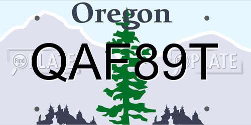 QAF89T Oregon License Plate