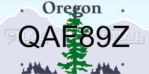 QAF89Z Oregon License Plate