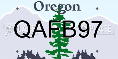 QAFB97 Oregon License Plate