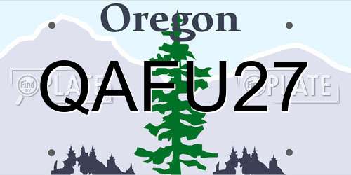 QAFU27 Oregon License Plate