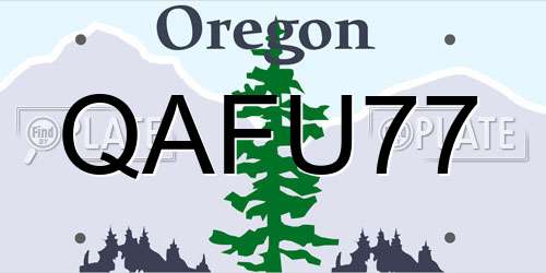 QAFU77 Oregon License Plate
