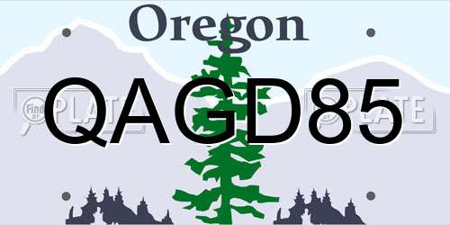 QAGD85 Oregon License Plate