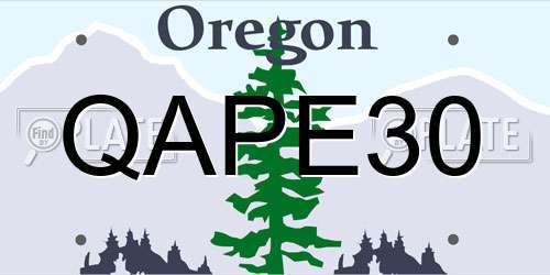 QAPE30 Oregon License Plate