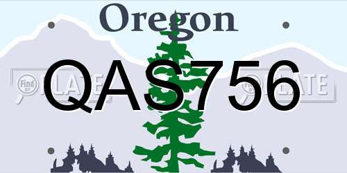 QAS756 Oregon License Plate