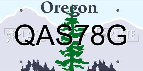 QAS78G Oregon License Plate