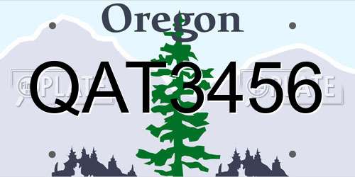 QAT3456 Oregon License Plate