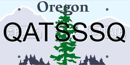 QATSSSQ Oregon License Plate