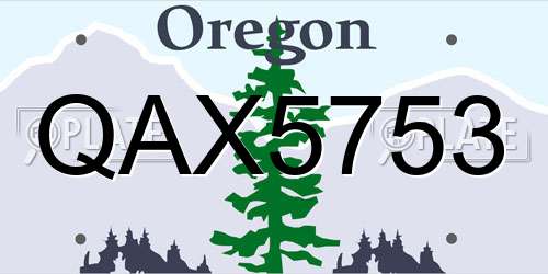 QAX5753 Oregon License Plate