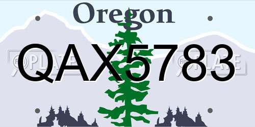 QAX5783 Oregon License Plate