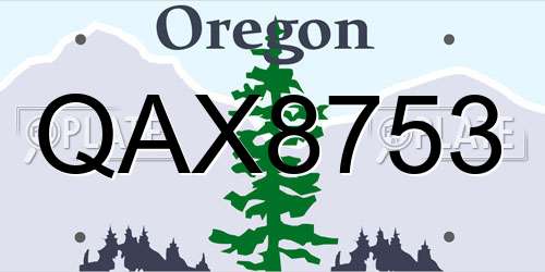 QAX8753 Oregon License Plate