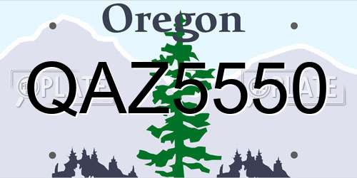 QAZ5550 Oregon License Plate