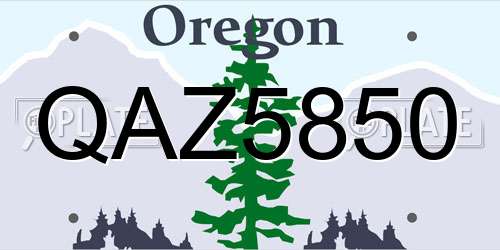 QAZ5850 Oregon License Plate