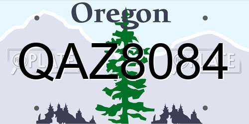 QAZ8084 Oregon License Plate