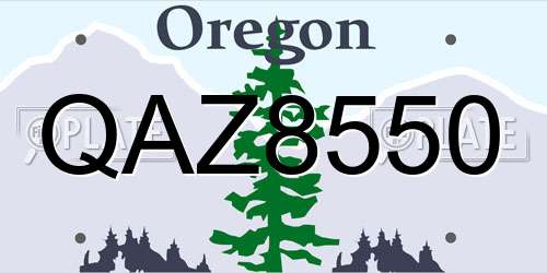 QAZ8550 Oregon License Plate