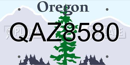 QAZ8580 Oregon License Plate