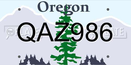 QAZ986 Oregon License Plate