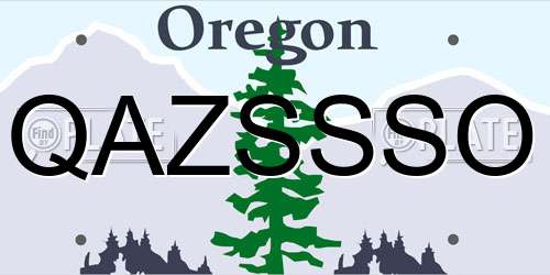 QAZSSSO Oregon License Plate