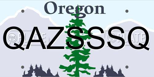 QAZSSSQ Oregon License Plate