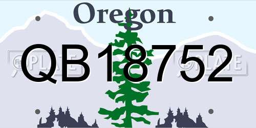 QB18752 Oregon License Plate