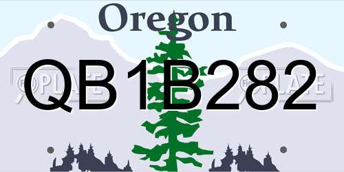 QB1B282 Oregon License Plate