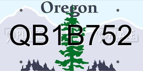 QB1B752 Oregon License Plate