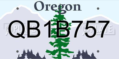 QB1B757 Oregon License Plate