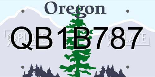 QB1B787 Oregon License Plate