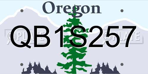 QB1S257 Oregon License Plate