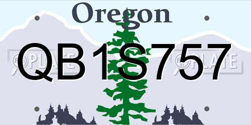 QB1S757 Oregon License Plate