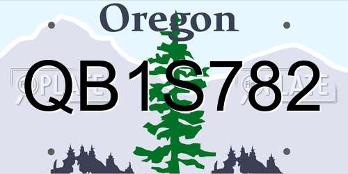 QB1S782 Oregon License Plate