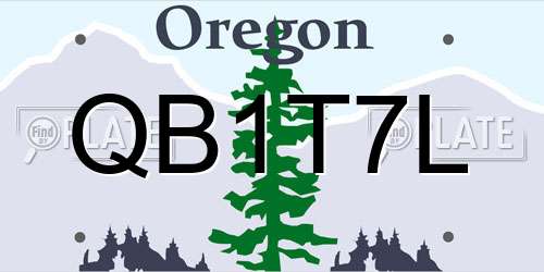 QB1T7L Oregon License Plate