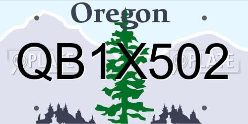 QB1X502 Oregon License Plate