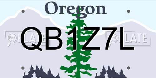 QB1Z7L Oregon License Plate