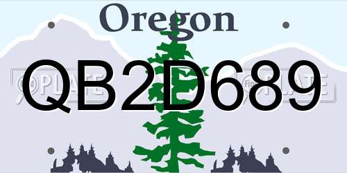 QB2D689 Oregon License Plate